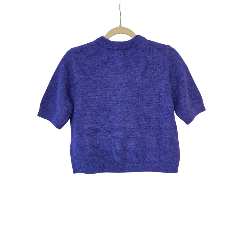 Massimo Dutti Alpaca Blend Sweater Hammered Gold Buttons Blue Size M NWT - Picture 3 of 7